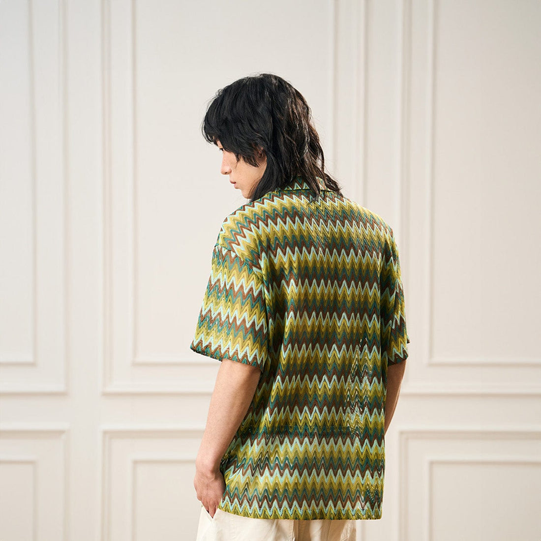 EPIC POETRY Geometric Ripple Knitted Half Shirt Watermelon-Half shirt-S-Free Shipping Leatheretro