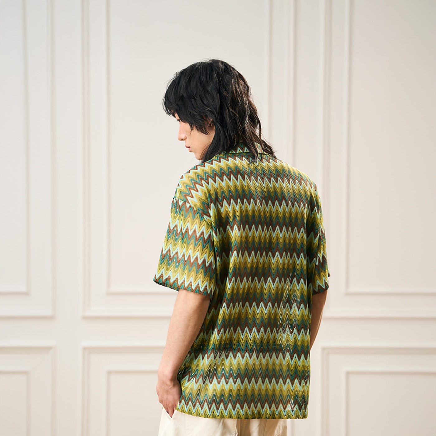 EPIC POETRY Geometric Ripple Knitted Half Shirt Watermelon-Half shirt-S-Free Shipping Leatheretro