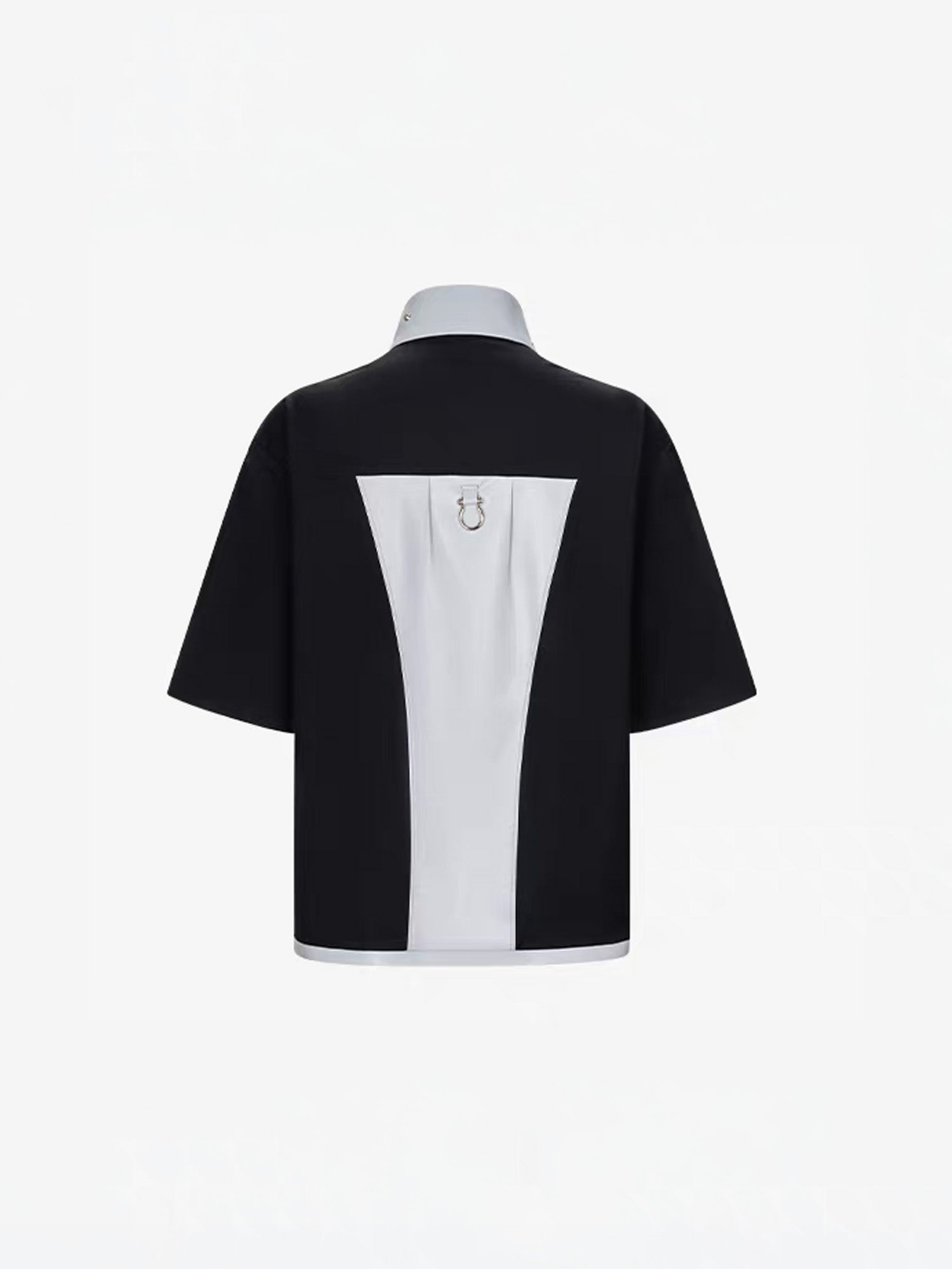 TIWILLTANG Layered-Collar Contrast-Panel Zip-Up Half Shirt-Shorts-S-Free Shipping Leatheretro