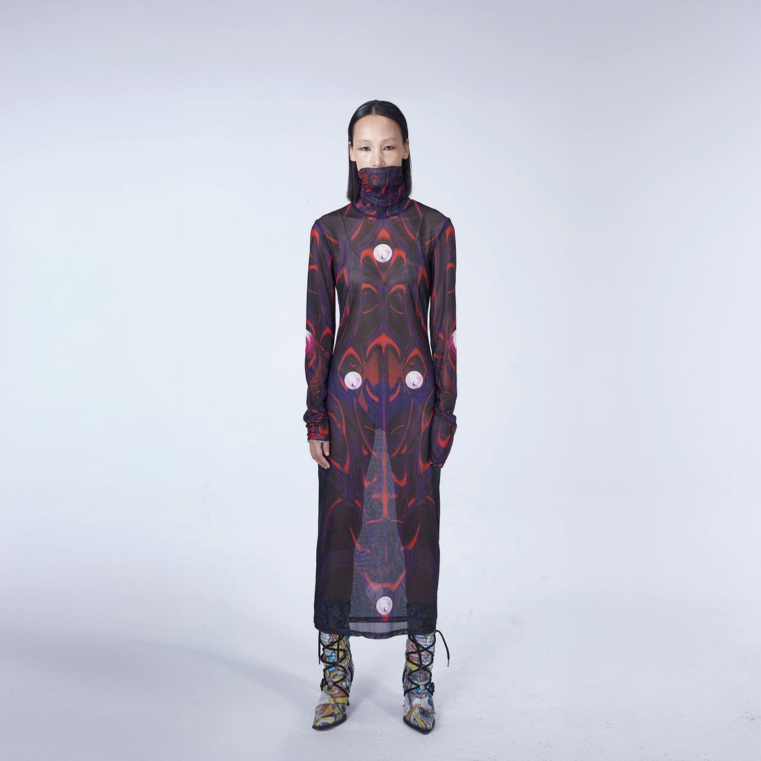 EMBRYO Abstract Mesh Logo Full-print One Piece Dress-Pants-One Size-Free Shipping Leatheretro