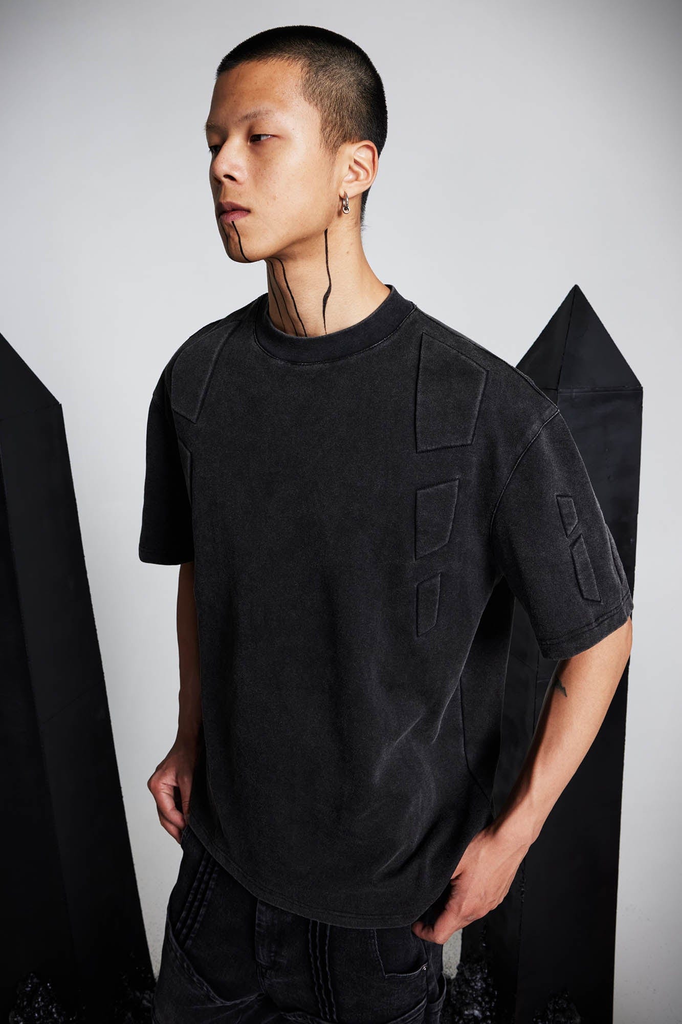 SSIN7 Armored Padded-Panel Washed T-Shirt-T Shirt-S-Free Shipping Leatheretro