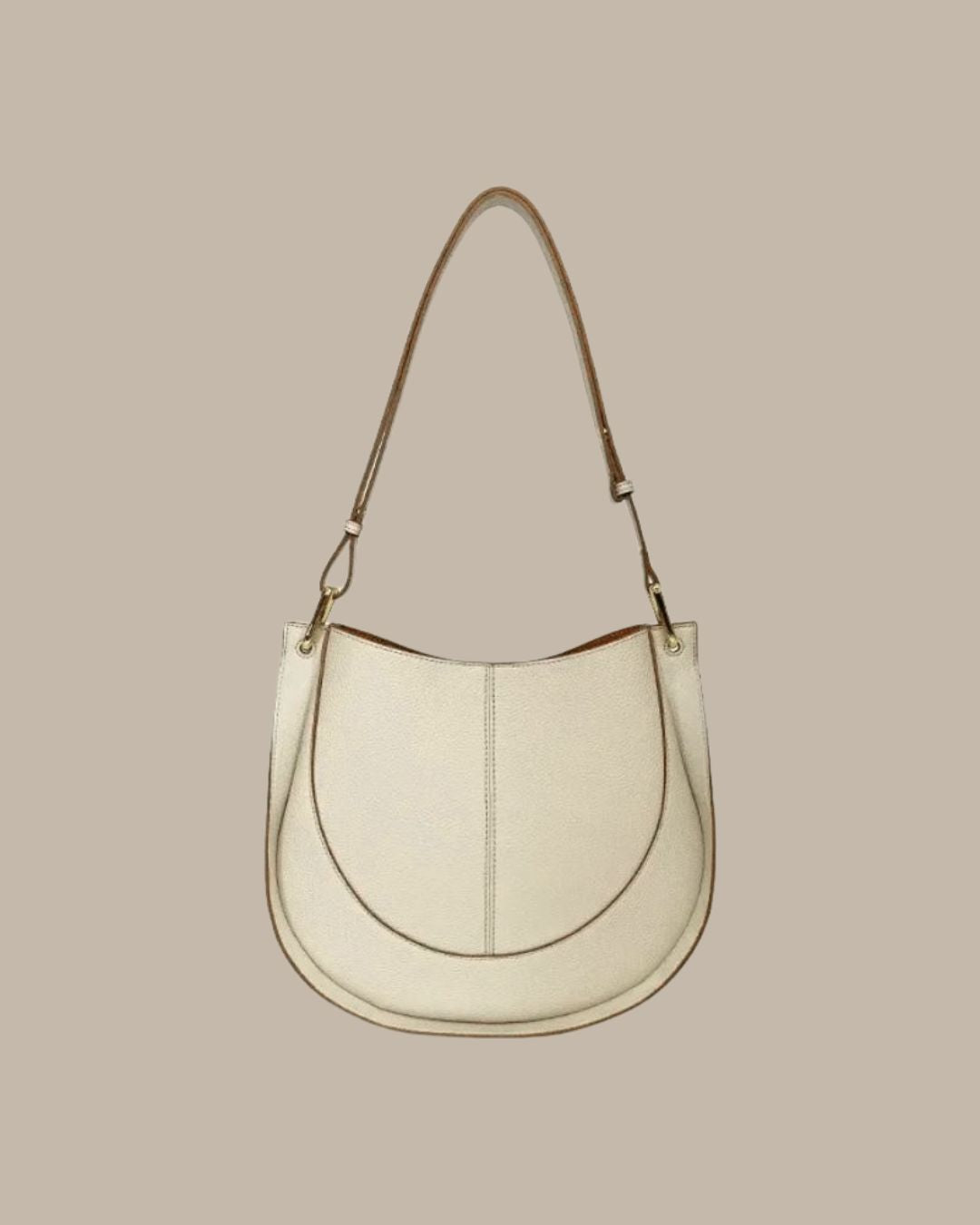 Luxury Soft Leather Crossbody Saddle Bag-Handbags-Beige-Free Shipping Leatheretro
