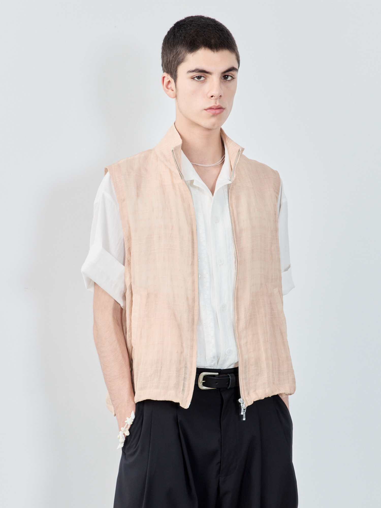 GRAINMUSTARD Linen-Cotton Plaid Vest-Vest-XS-Green-Free Shipping Leatheretro