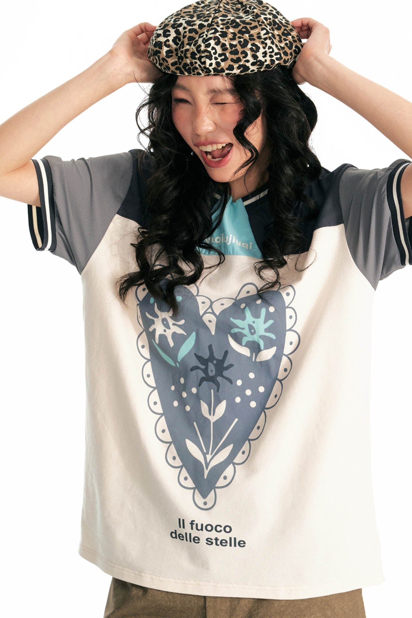 1997 POSTOFFICE Heart Floral Panelled Quick-Dry T-Shirt-T Shirt-S-Gray-Free Shipping Leatheretro