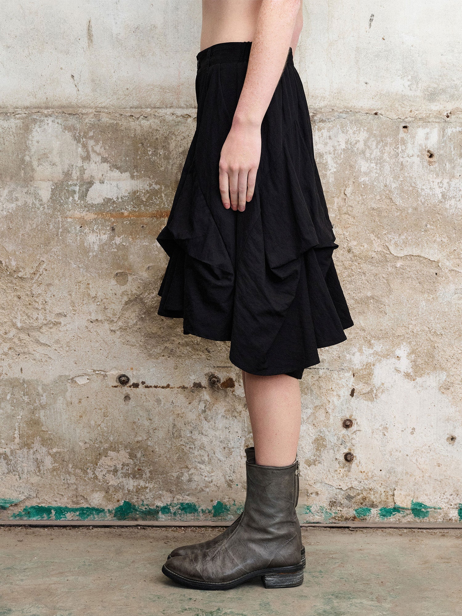 ILNya Nieternite Nifutur Layered Asymmetrical Skort Black-Shorts-S (0) (Preorder)-Free Shipping Leatheretro
