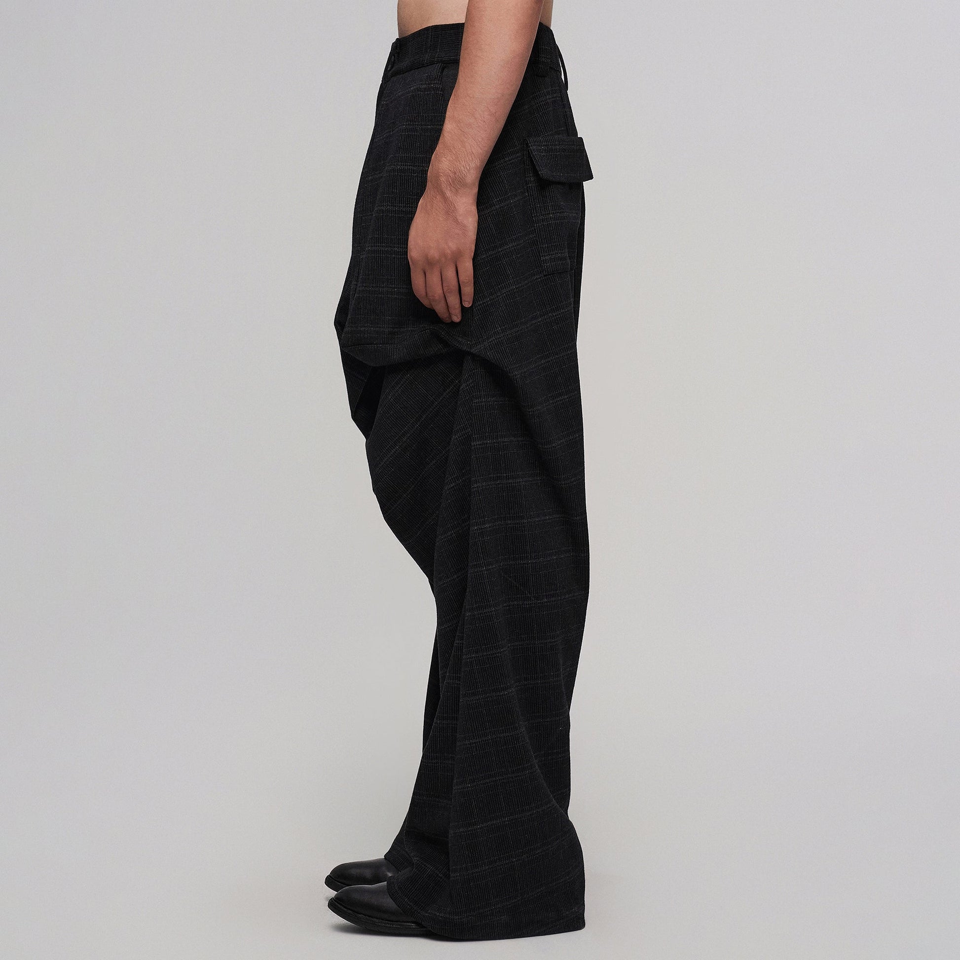 ILNya Nieternite Nifutur Deconstructed Plaid Drop-Crotch Pants-Pants-S(0) (Preorder)-Free Shipping Leatheretro