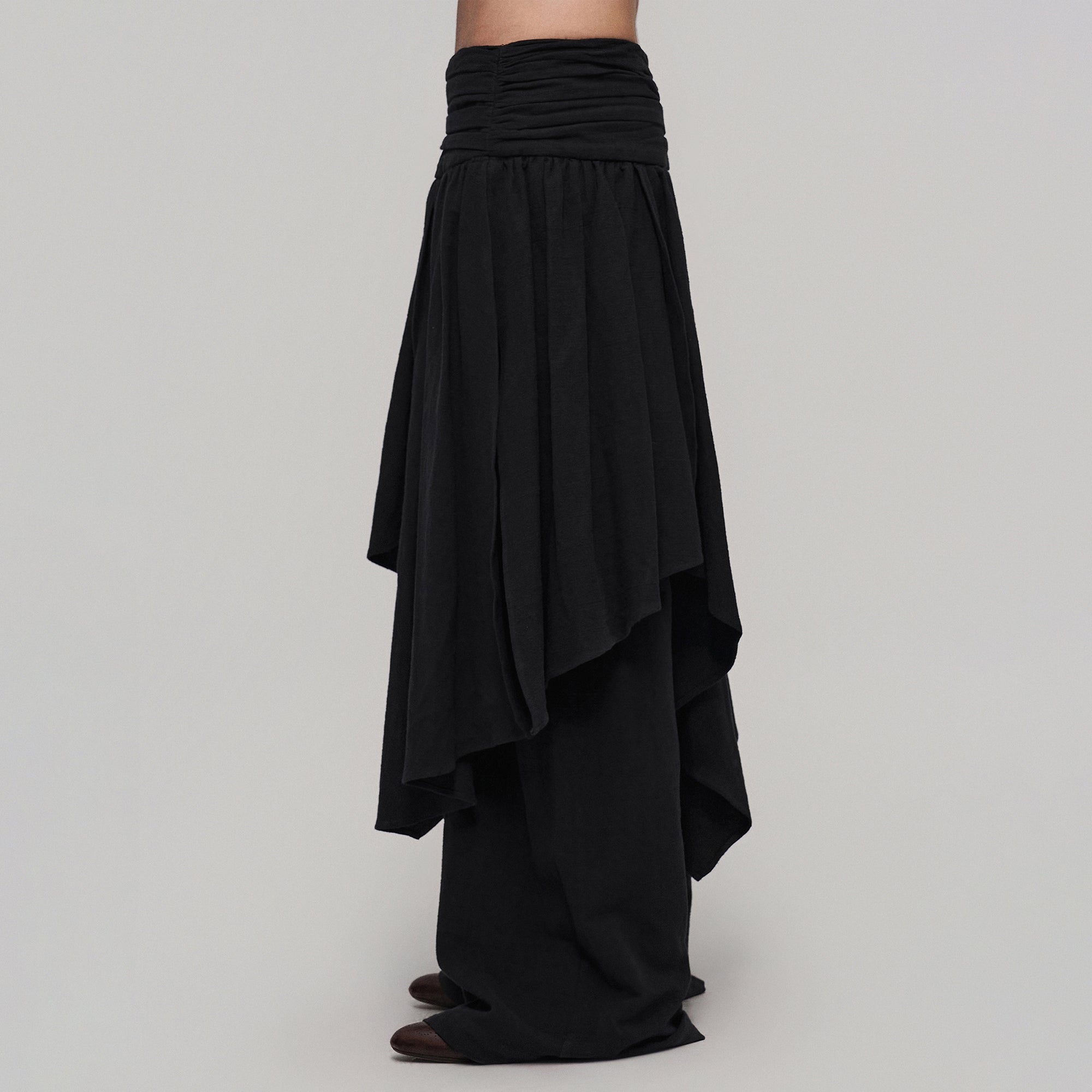 ILNya Nieternite Nifutur Crinkled Flap Cotton-Linen Blend Skort-Pants-S(0)-Free Shipping Leatheretro