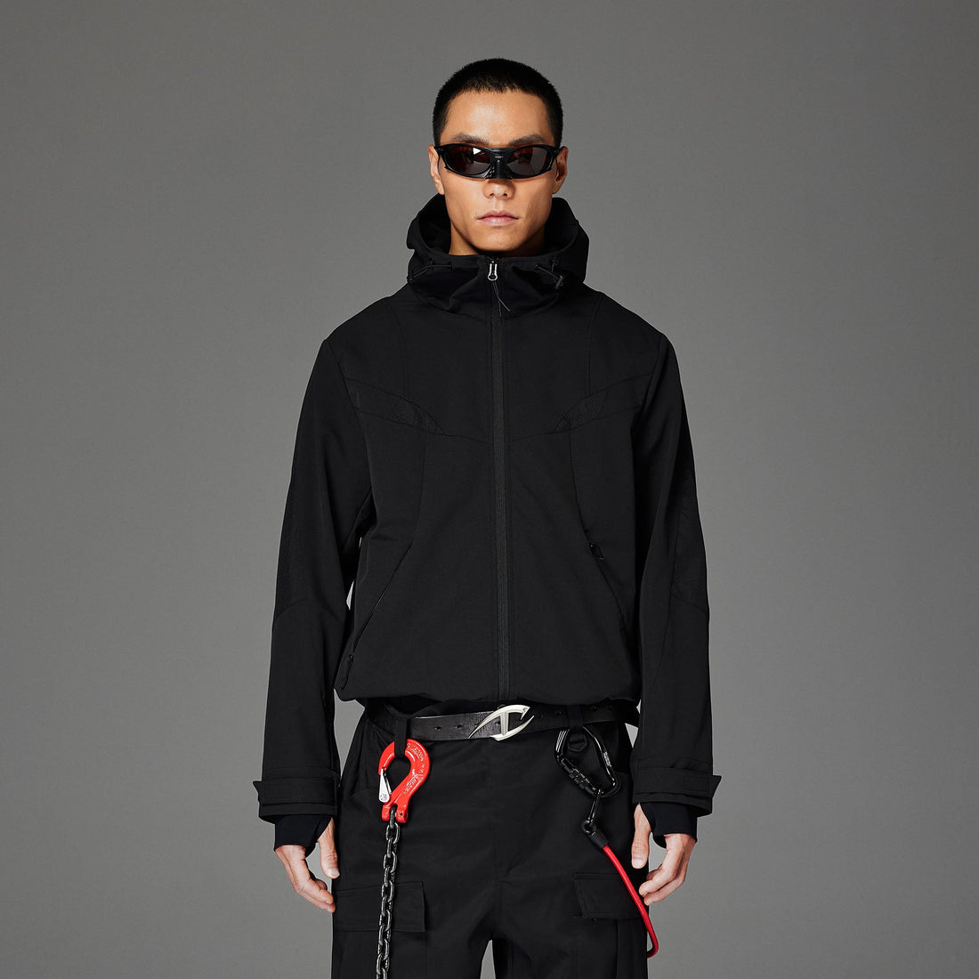 CATSSTAC Tech Structured Panel Softshell Hooded Jacket-Jacket-S-Black-Free Shipping Leatheretro