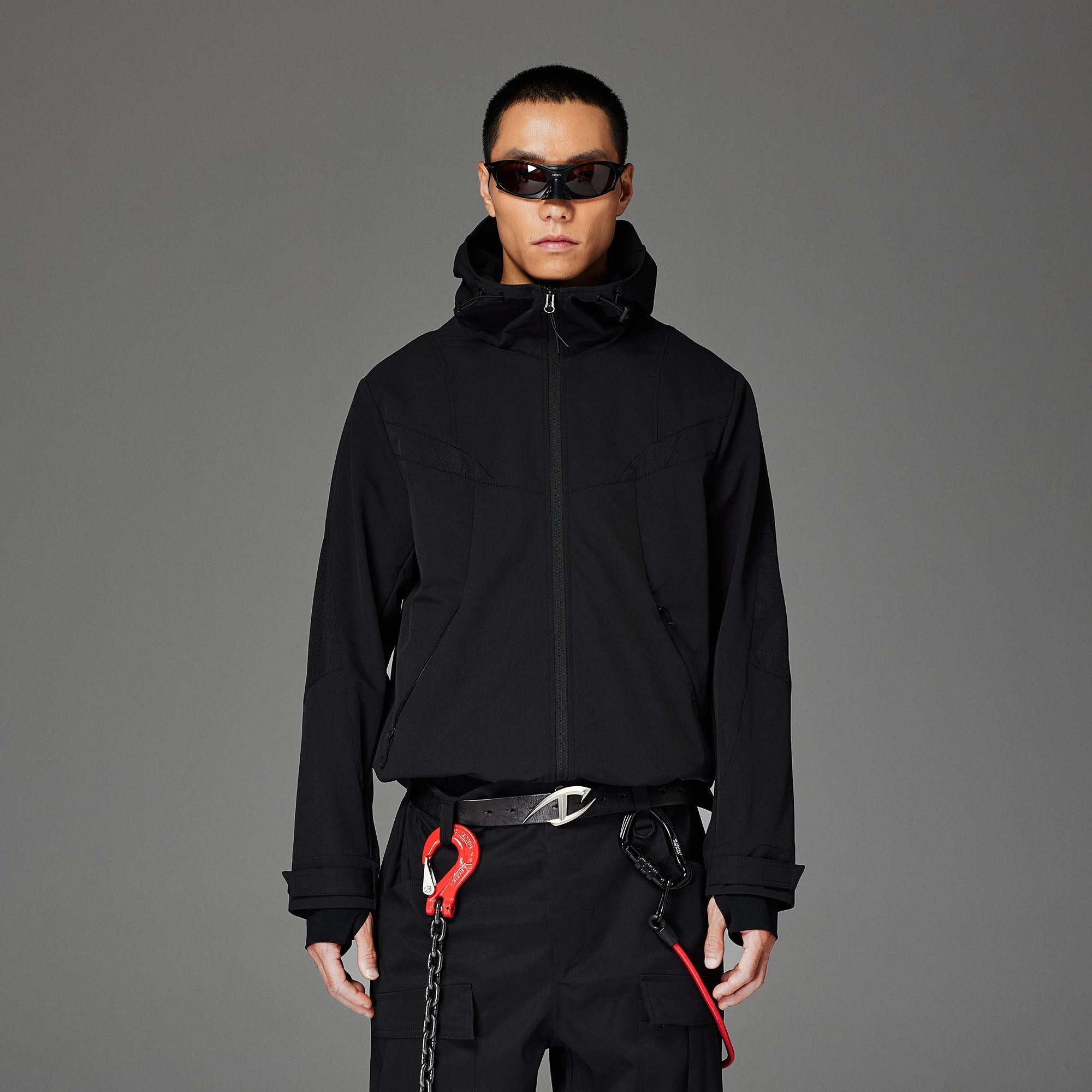 CATSSTAC Tech Structured Panel Softshell Hooded Jacket-Jacket-S-Black-Free Shipping Leatheretro