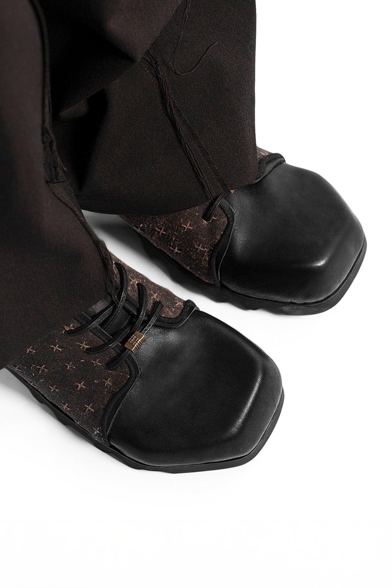 REWRITE Silk Panel Square-Toe Derby Shoes-Shoes-38.5-Free Shipping Leatheretro
