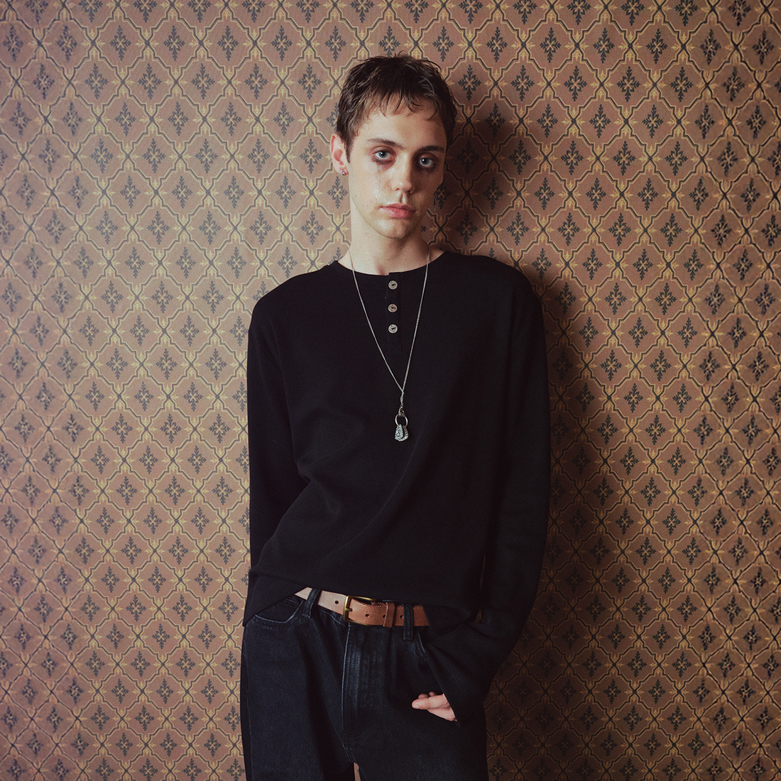 RICHILL Retro Vegas Waffle Henley Long-Sleeve Tee-L/S Tee-S-Free Shipping Leatheretro