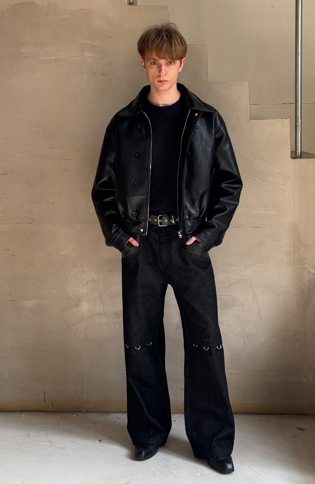 ESAIAS Retro Button-Up Faux Leather Puffer Jacket-Jacket-S-Free Shipping Leatheretro