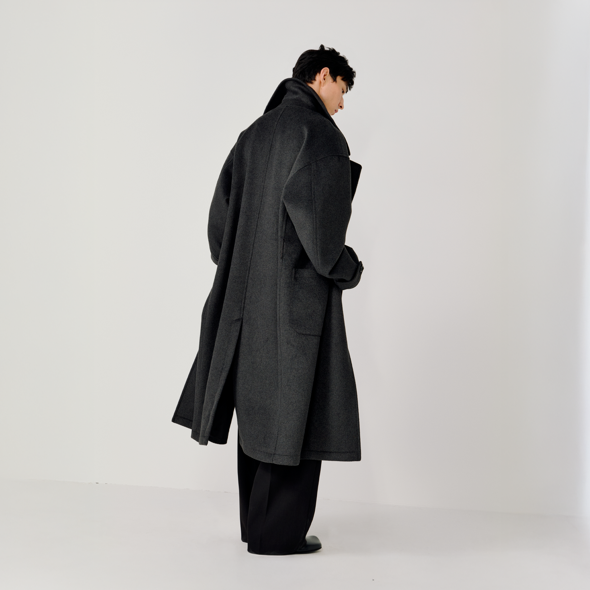 OPICLOTH Belted Wool-Blend Peak Lapel Overcoat-Jacket-XS-Free Shipping Leatheretro