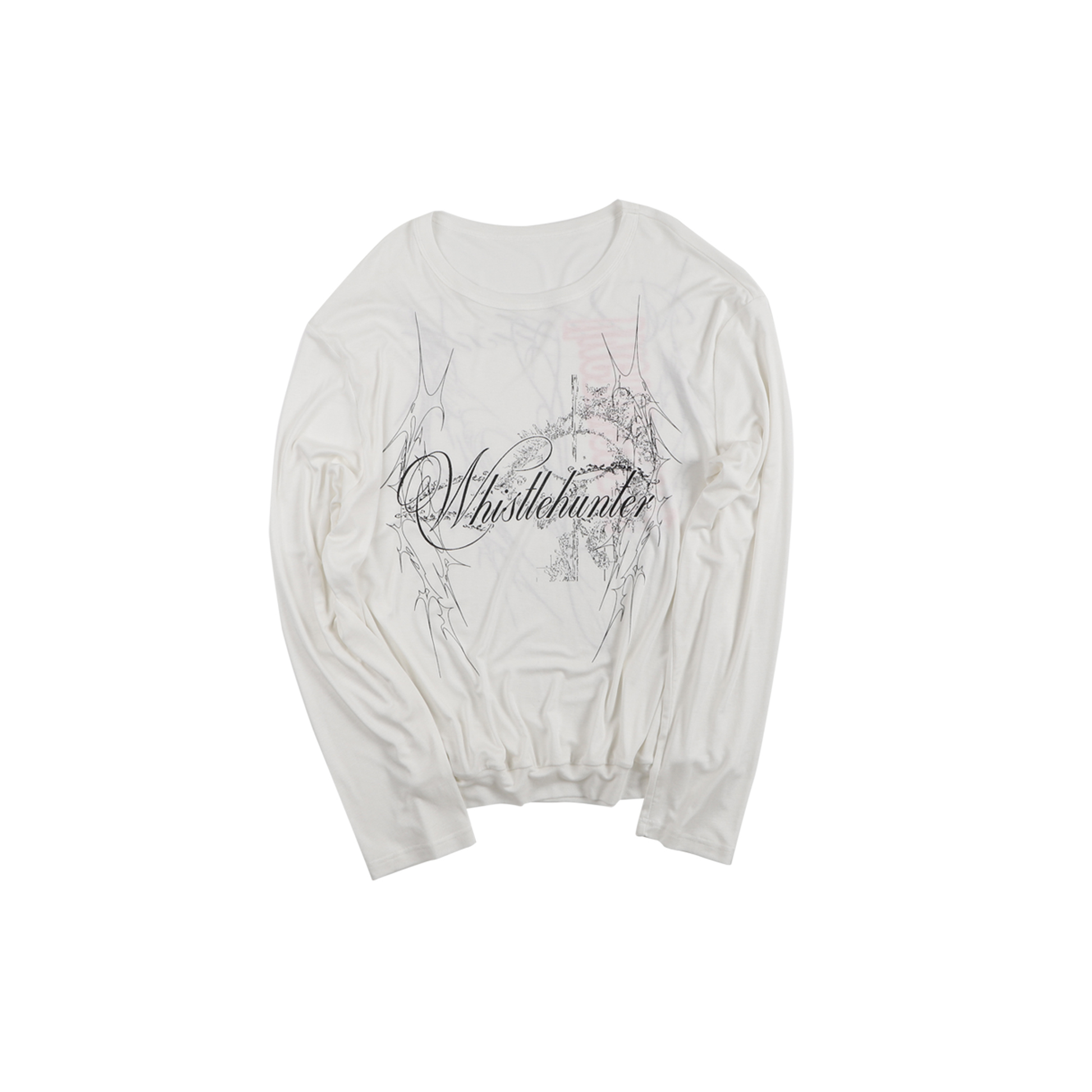 WHISTLEHUNTER Lyocell Graphic Long-Sleeve Tee-T Shirt-S (Preorder)-White-Free Shipping Leatheretro
