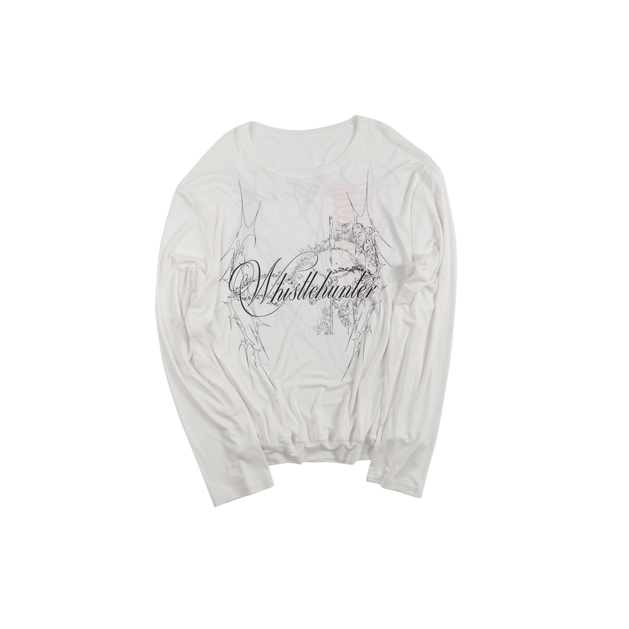 WHISTLEHUNTER Lyocell Graphic Long-Sleeve Tee-T Shirt-S (Preorder)-White-Free Shipping Leatheretro
