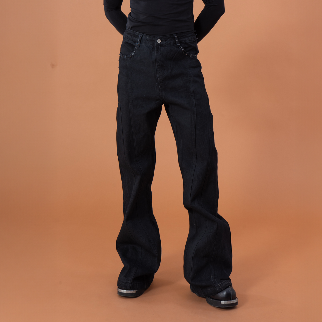 CLP Panel Studded Flared Jeans-Jeans-S (Preorder)-Free Shipping Leatheretro