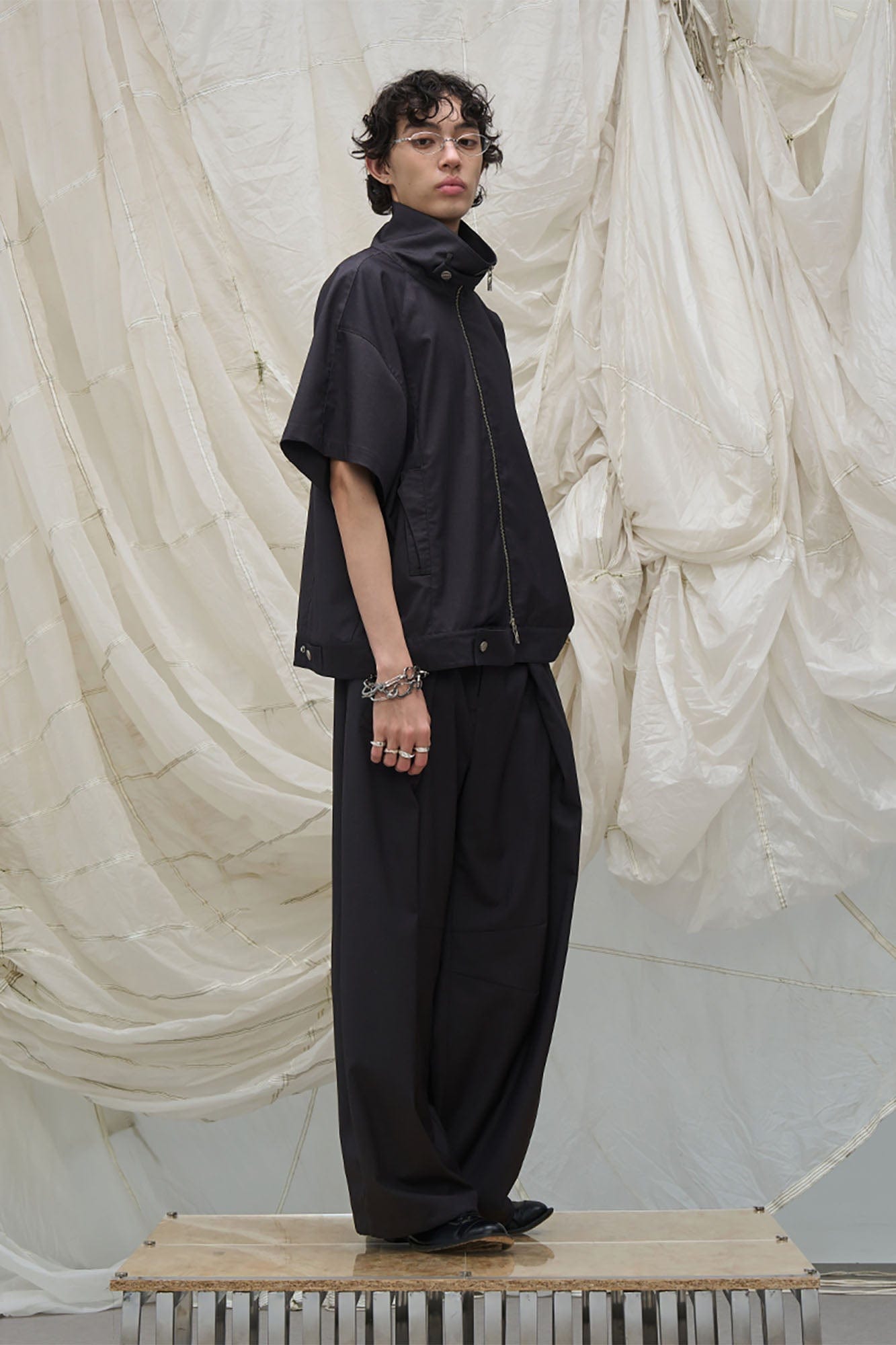 RELABEL Pleated Drawstring Curved Wide-Leg Trousers-Pants-XS-Khaki-Free Shipping Leatheretro