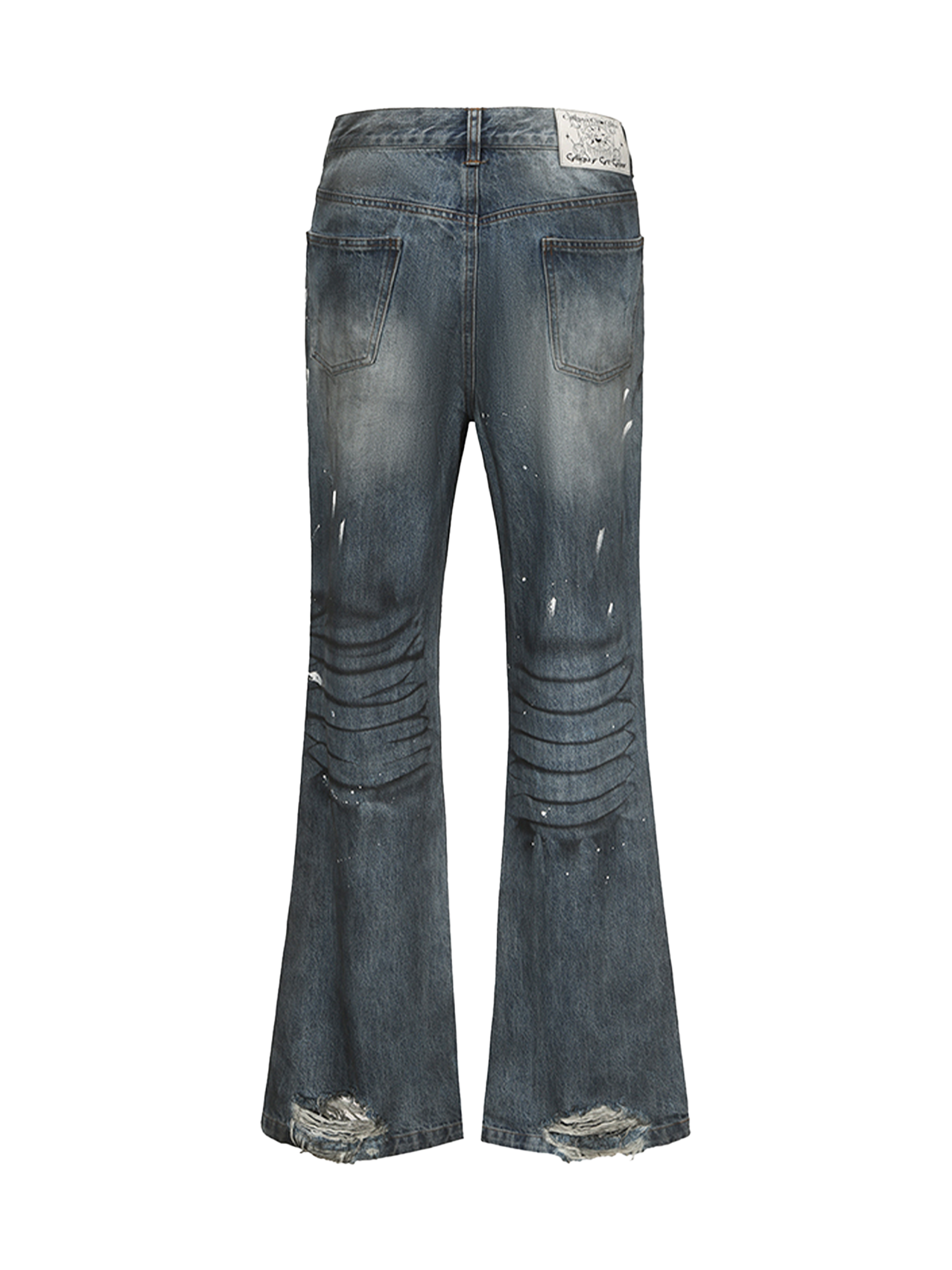 CYCYCY Retro Washed Distressed Flared Jeans-Jeans-XXS / 27"-Free Shipping Leatheretro