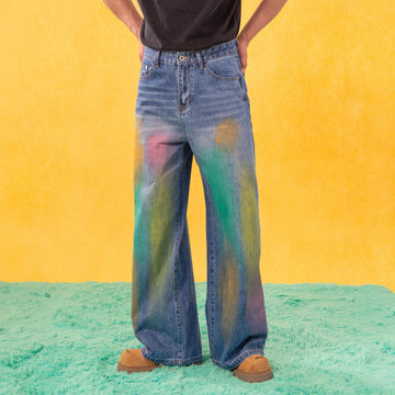 CLP MultiColor Brushed Wide-Leg Jeans-Jeans-S-Free Shipping Leatheretro
