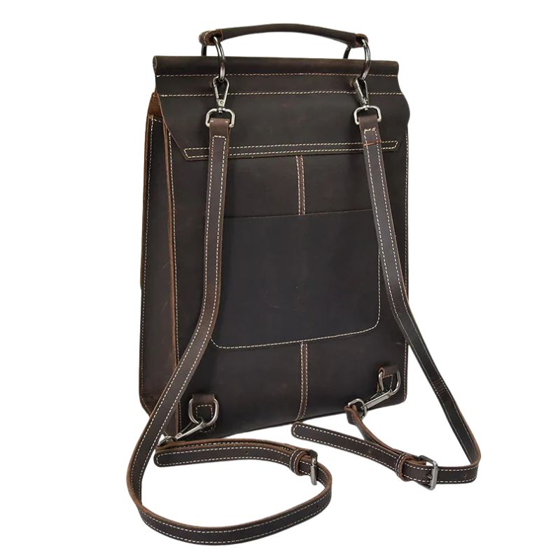 Vintage Crazy Horse Genuine Leather Backpack for Men & Women – A4 School & Laptop Daypack Rucksack-Backpacks-Brown-Free Shipping Leatheretro