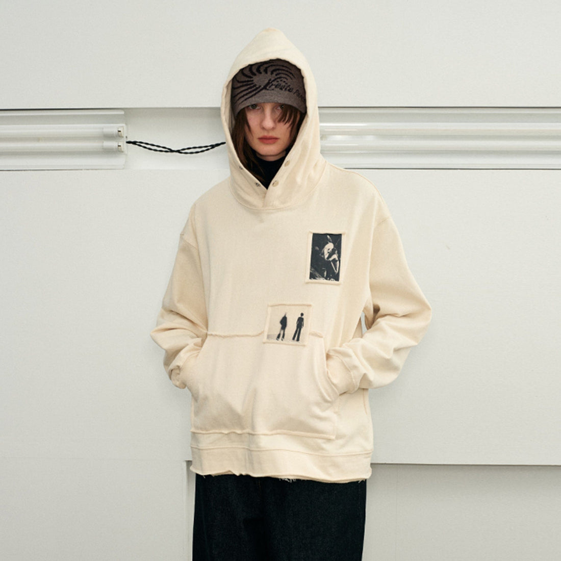 KREATE Abstract Graphics Patchwork Hoodie-Hoodie-S-White£¨Special Fabrics Have Particles)-Free Shipping Leatheretro