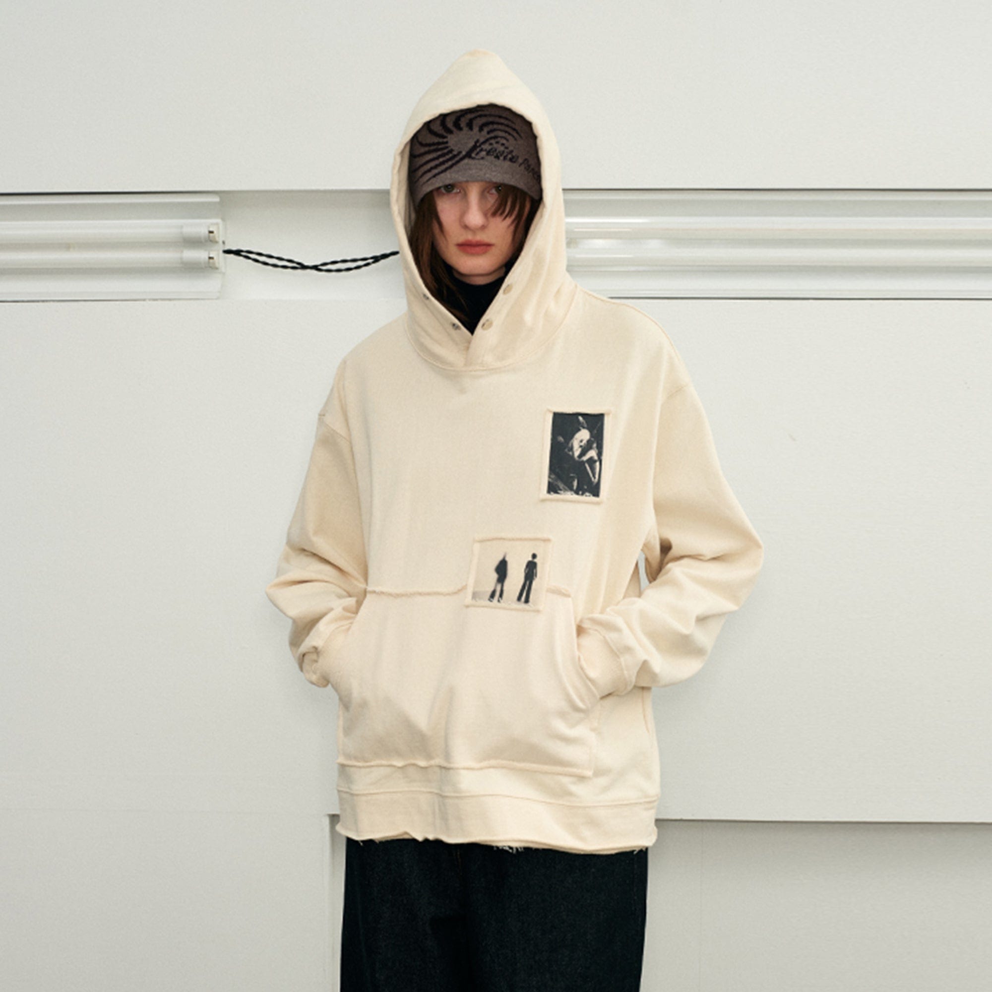 KREATE Abstract Graphics Patchwork Hoodie-Hoodie-S-White£¨Special Fabrics Have Particles)-Free Shipping Leatheretro