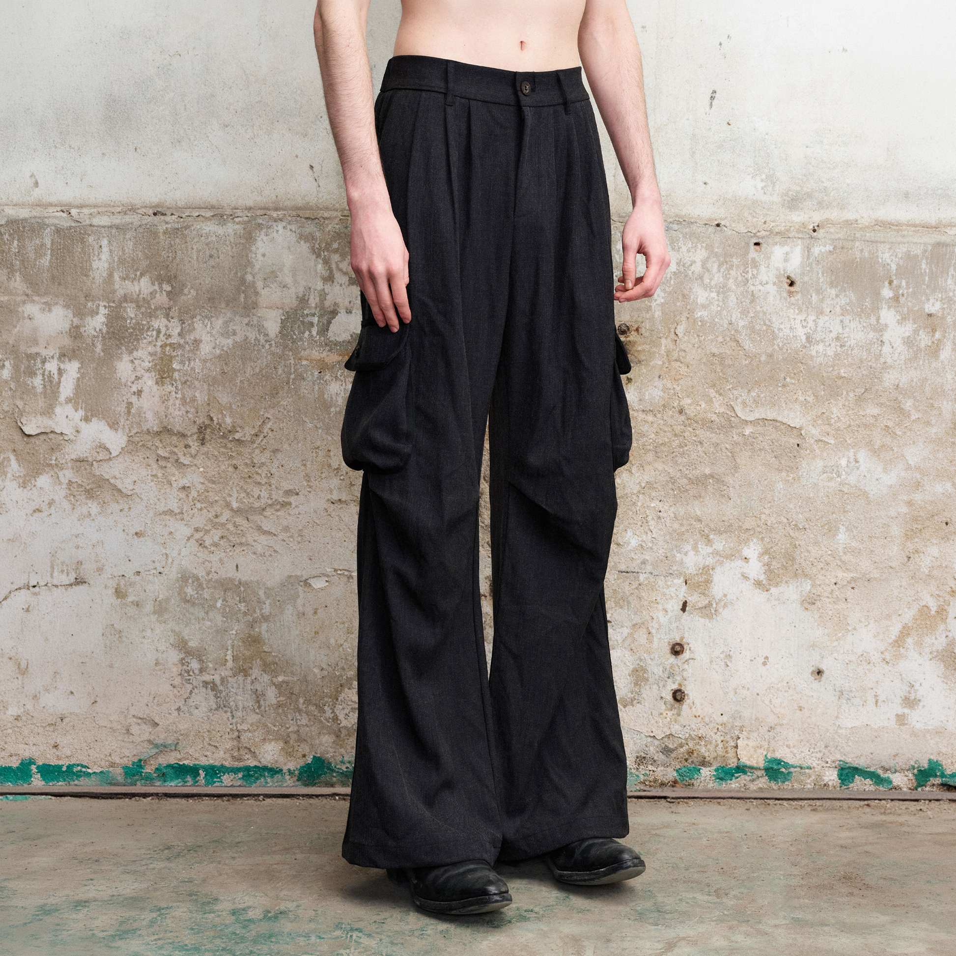 ILNya Nieternite Nifutur Pleated Cargo Flare Pants-Pants-S (0)-Free Shipping Leatheretro