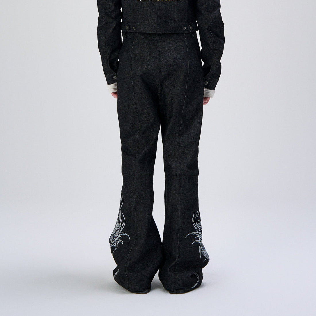 FLYERRER Abstract Graphic Flared Raw Jeans-Jeans-S (Preorder)-Free Shipping Leatheretro