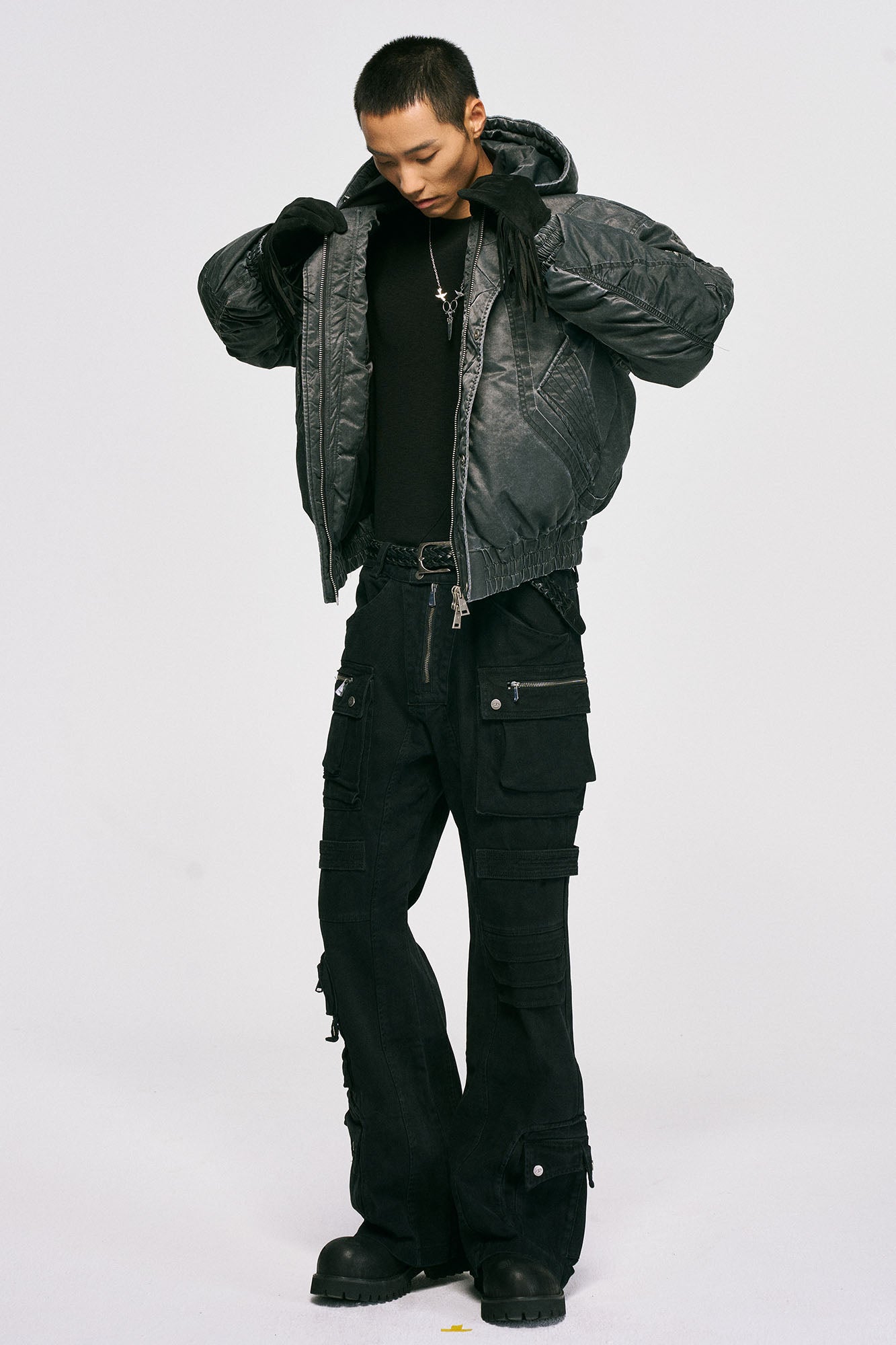 CATSSTAC Washed Nylon Bomber Puffer Jacket-Jacket-M-Free Shipping Leatheretro