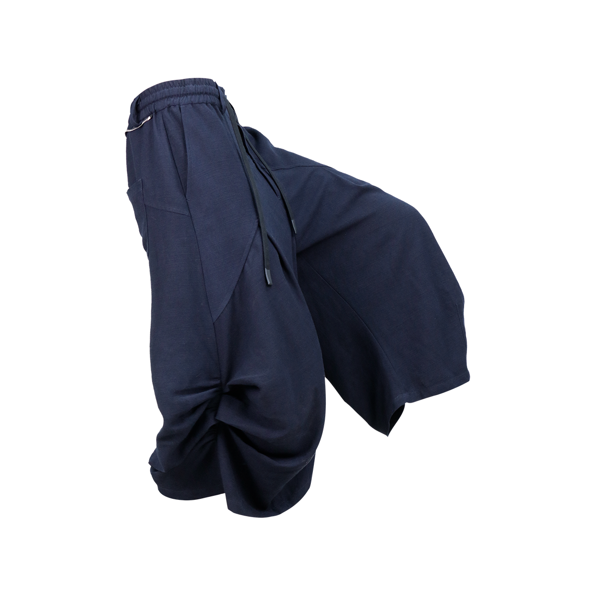 RELABEL Tencel-Acetate Ruched Oversized Shorts-Shorts-XS-Navy-Free Shipping Leatheretro