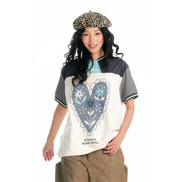 1997 POSTOFFICE Heart Floral Panelled Quick-Dry T-Shirt-T Shirt-S-Gray-Free Shipping Leatheretro