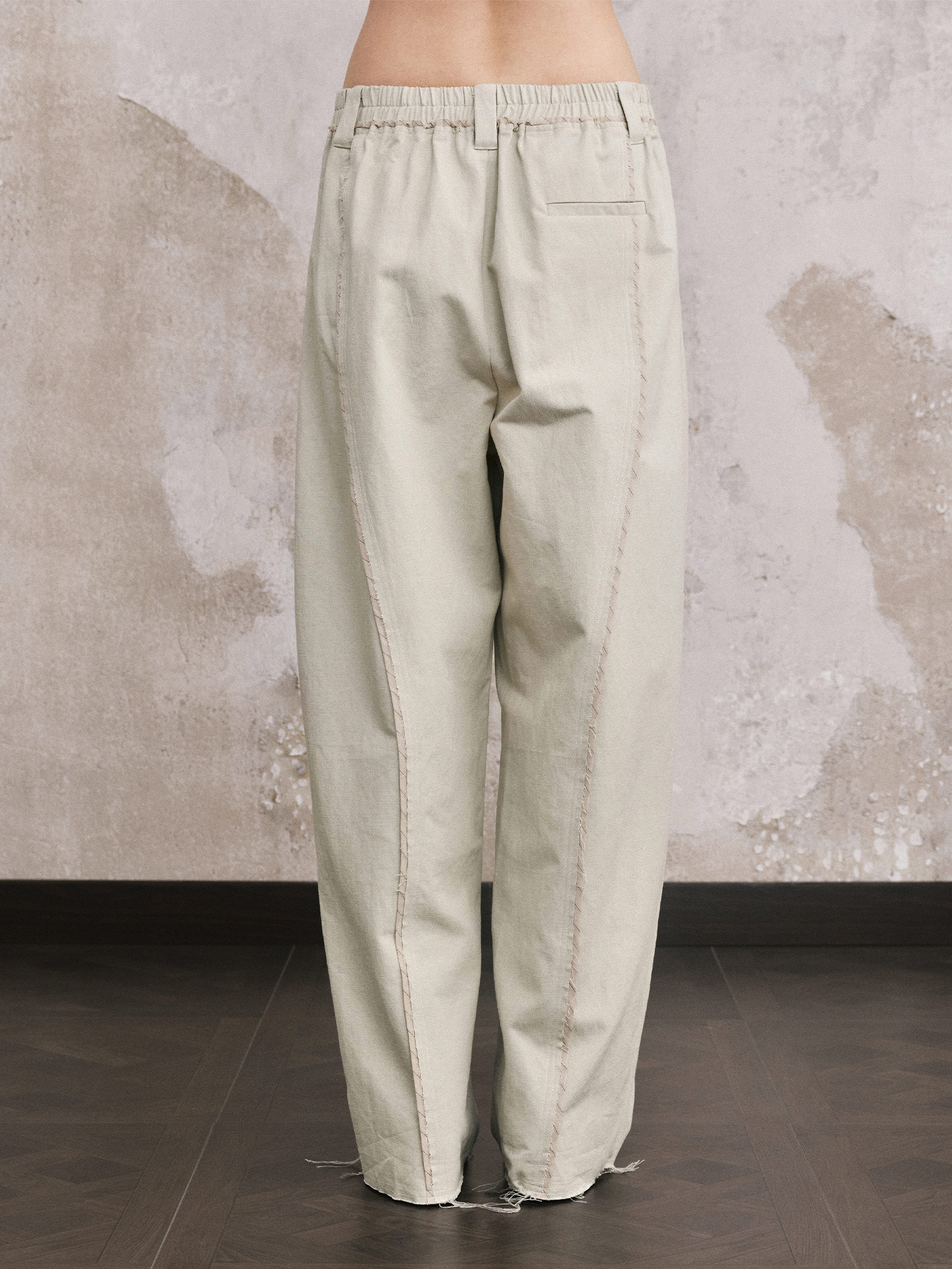 ILNya Nieternite Nifutur Linen-Blend Raw Edge Curved Pants-Pants-S (0) / 27-33"-Free Shipping Leatheretro
