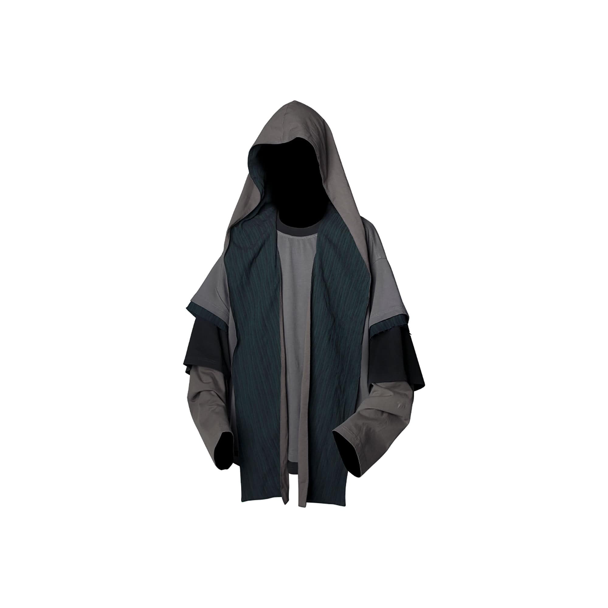 RELABEL Triple-Layer Detachable Striped Hood Long-Sleeve Tee Green-L/S Tee-XS-Free Shipping Leatheretro