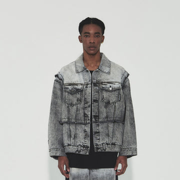 VANN VALRENCE Structural Panel Acid-Washed Oversized Denim Jacket-Jacket-S-Free Shipping Leatheretro