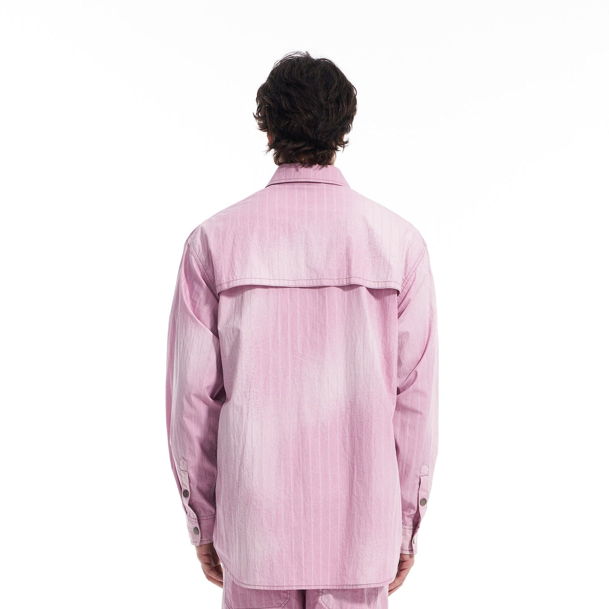 VANN VALRENCE Washed Multi-Pocket Striped Utility Shirt-Shirt-S-Free Shipping Leatheretro