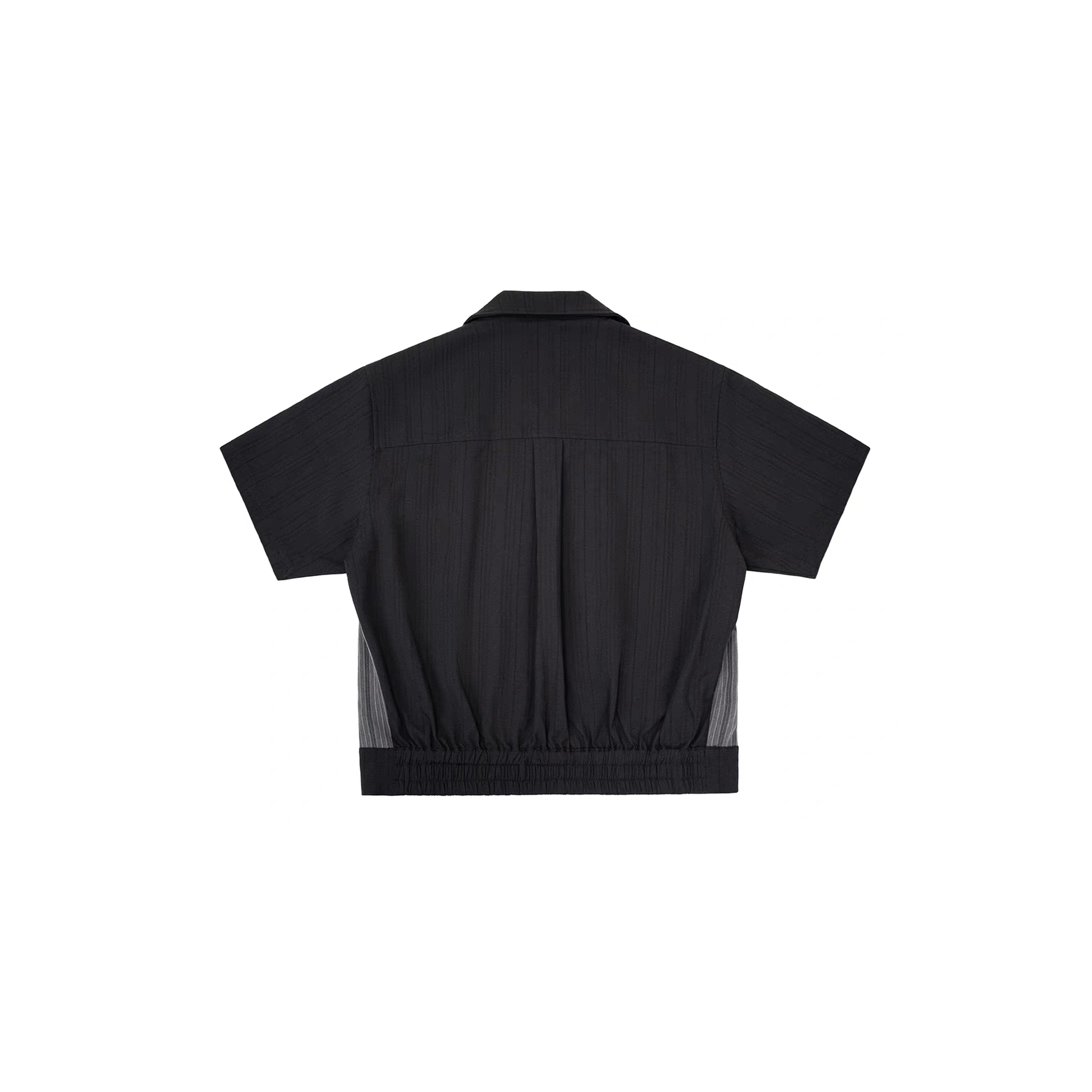 ESAIAS Jacquard Pinstripe Asymmetrical Paneled Half Shirt-Half shirt-S-Free Shipping Leatheretro
