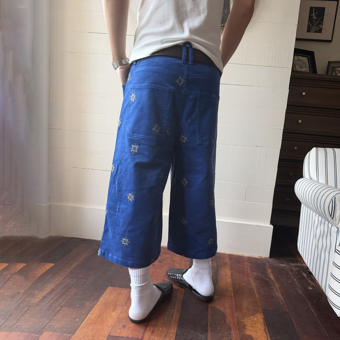 TRECLUB Embroidered Wide-leg Shorts-Shorts-S (preorder)-Free Shipping Leatheretro