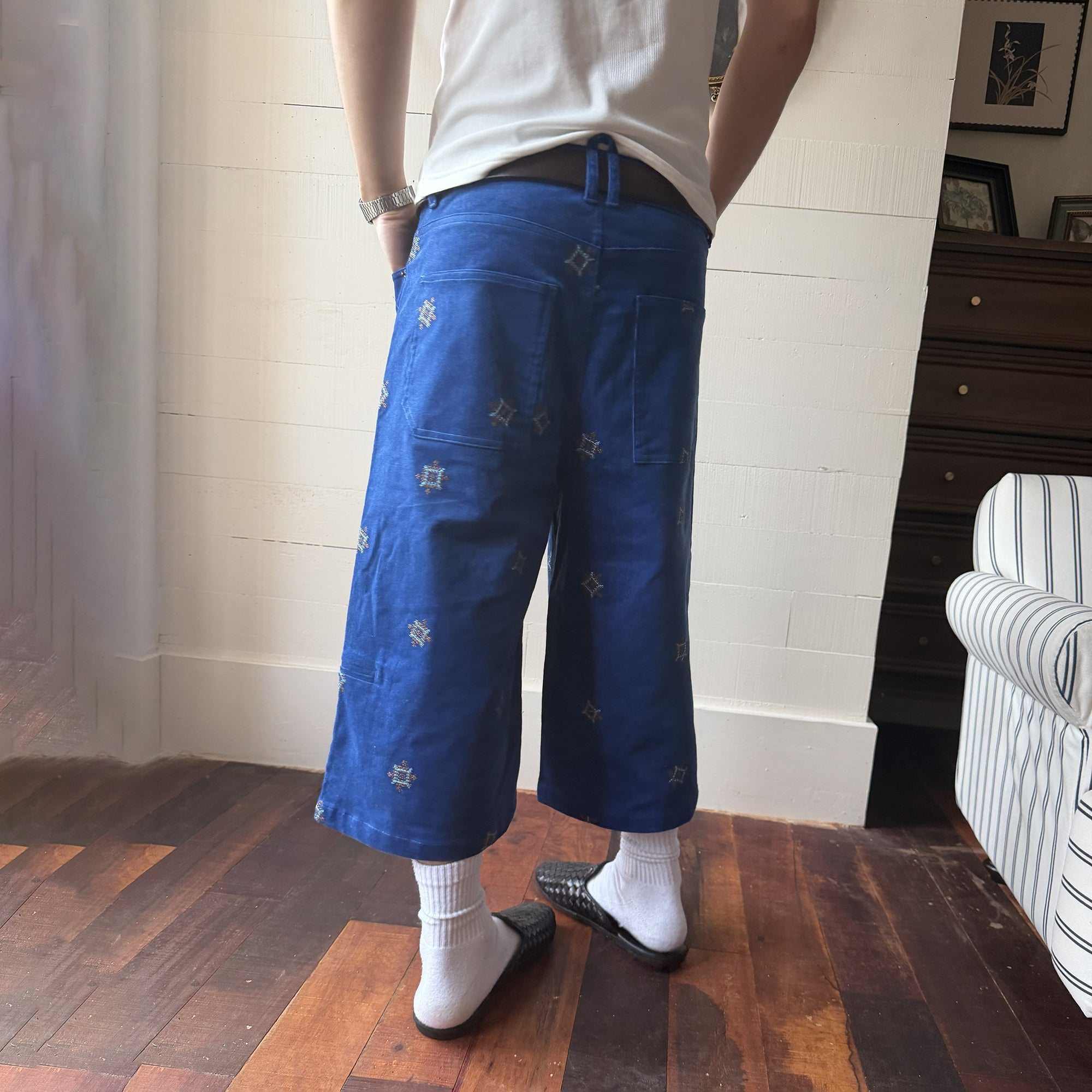TRECLUB Embroidered Wide-leg Shorts-Shorts-S (preorder)-Free Shipping Leatheretro