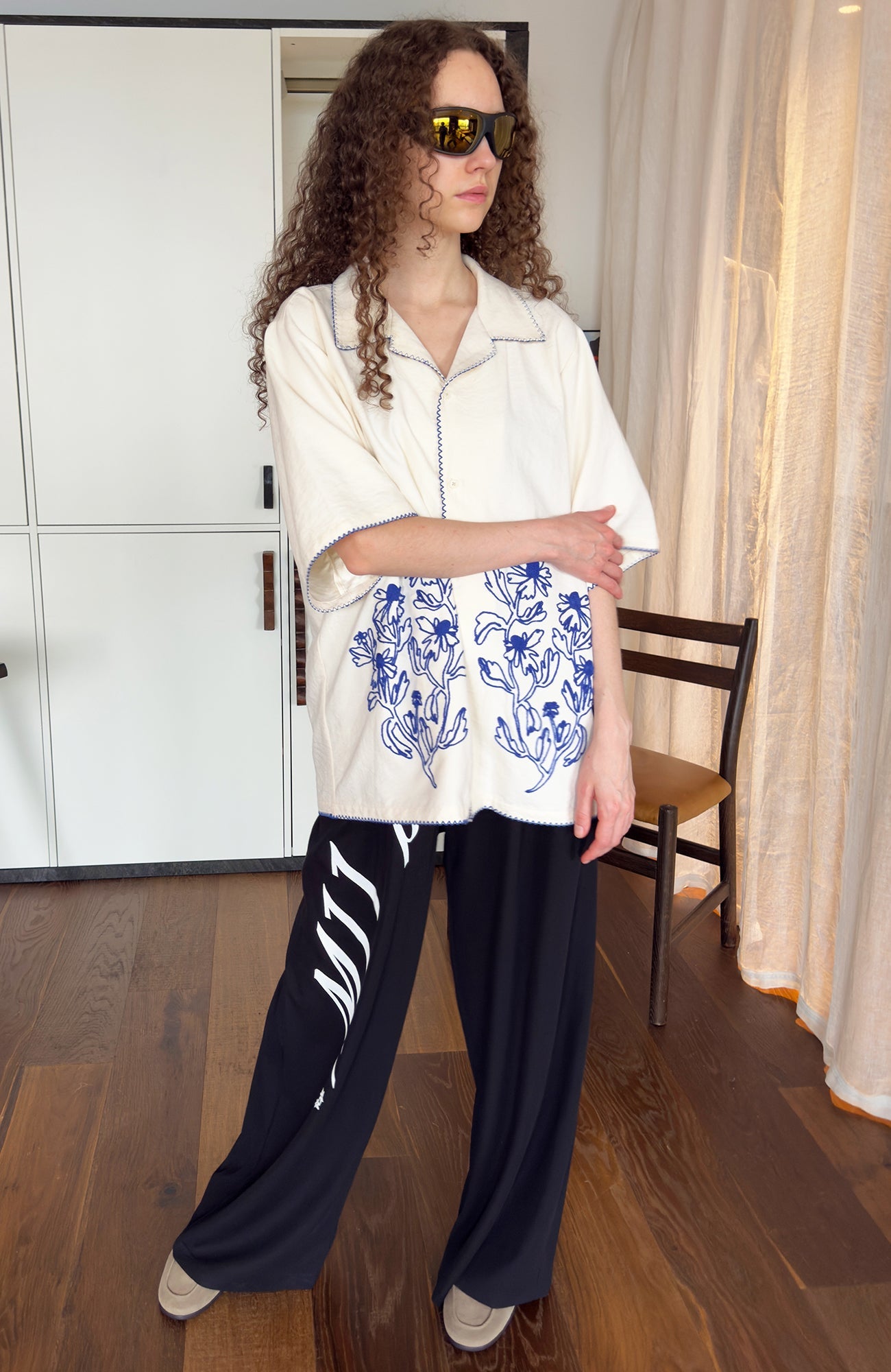 MIICHOUS Floral Embroidered Short-Sleeve Shirt-Half shirt-S (Preorder)-Free Shipping Leatheretro
