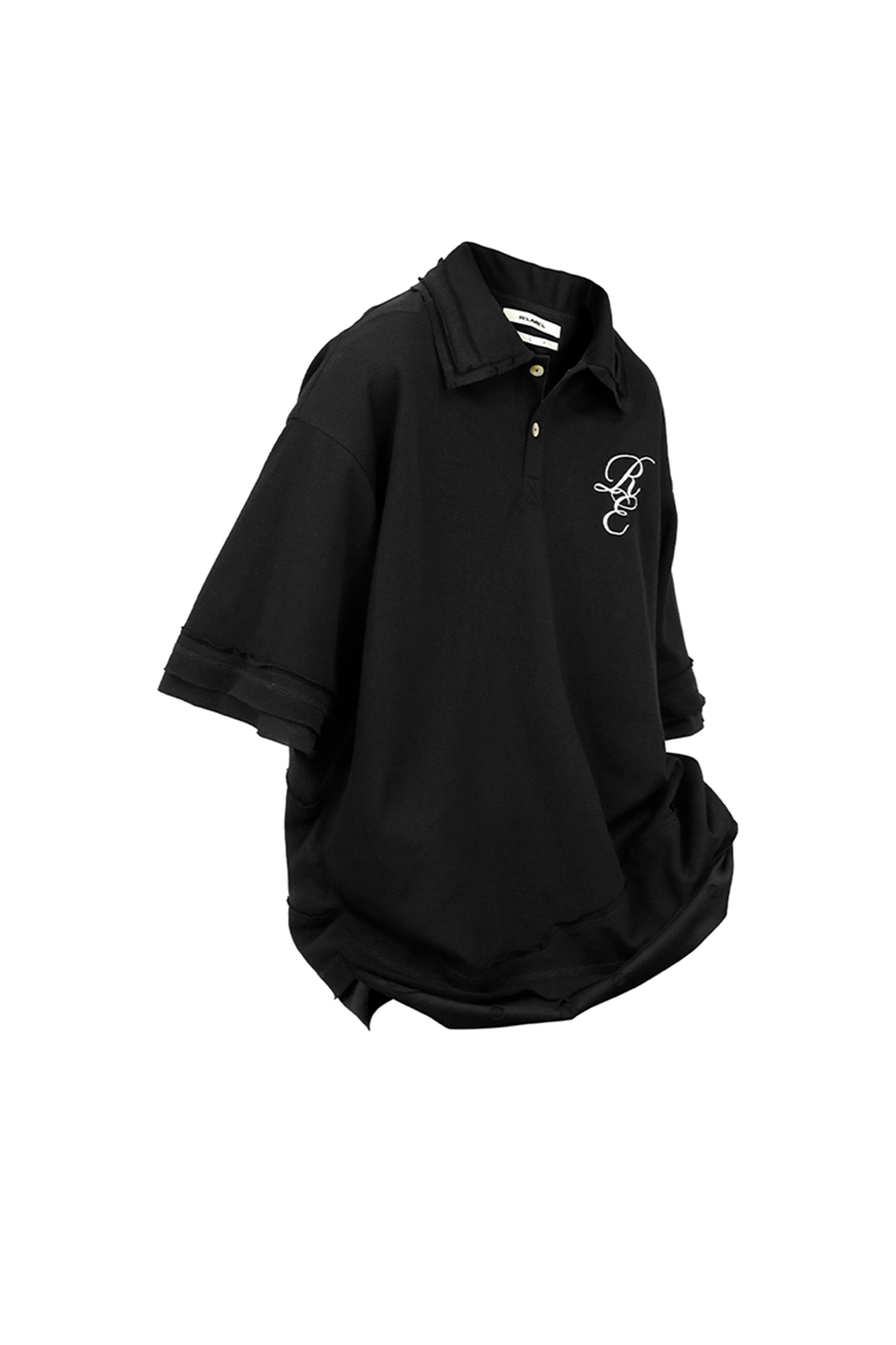 RELABEL Spliced Embroidered Polo Shirt-T Shirt-XS-Free Shipping Leatheretro
