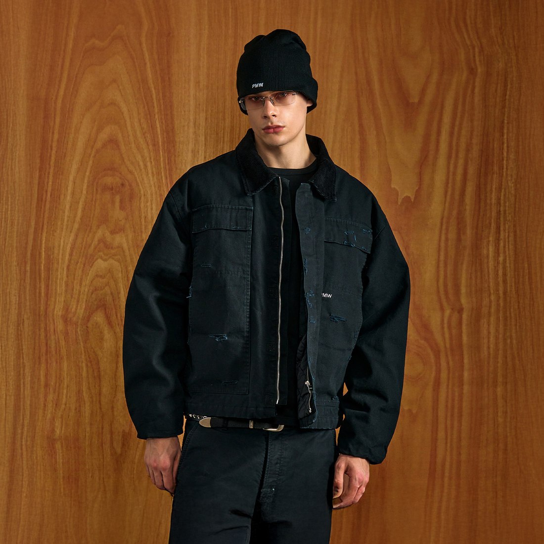PMW Washed Distressed Corduroy-Collar Jacket-Jacket-S-Free Shipping Leatheretro