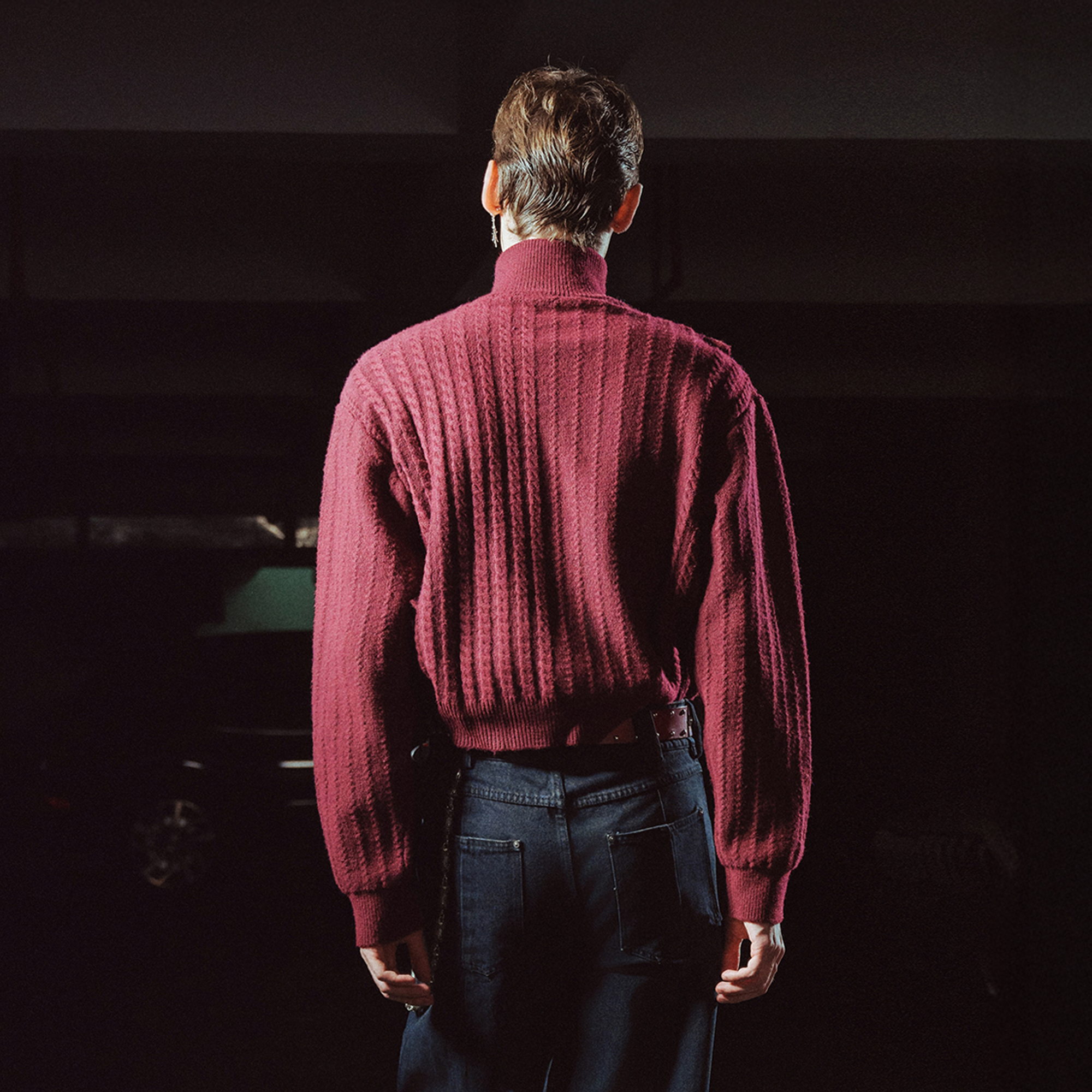 RICHILL Asym Buttoned Cable-Knit Sweater-Sweater-S-Free Shipping Leatheretro