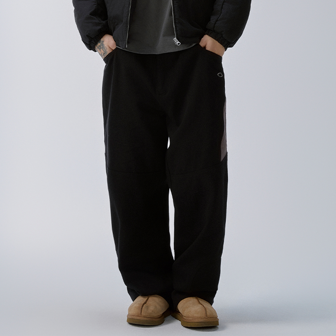 F2CE Paneled Contrast Embroidered LOGO Pants-Pants-S-Free Shipping Leatheretro