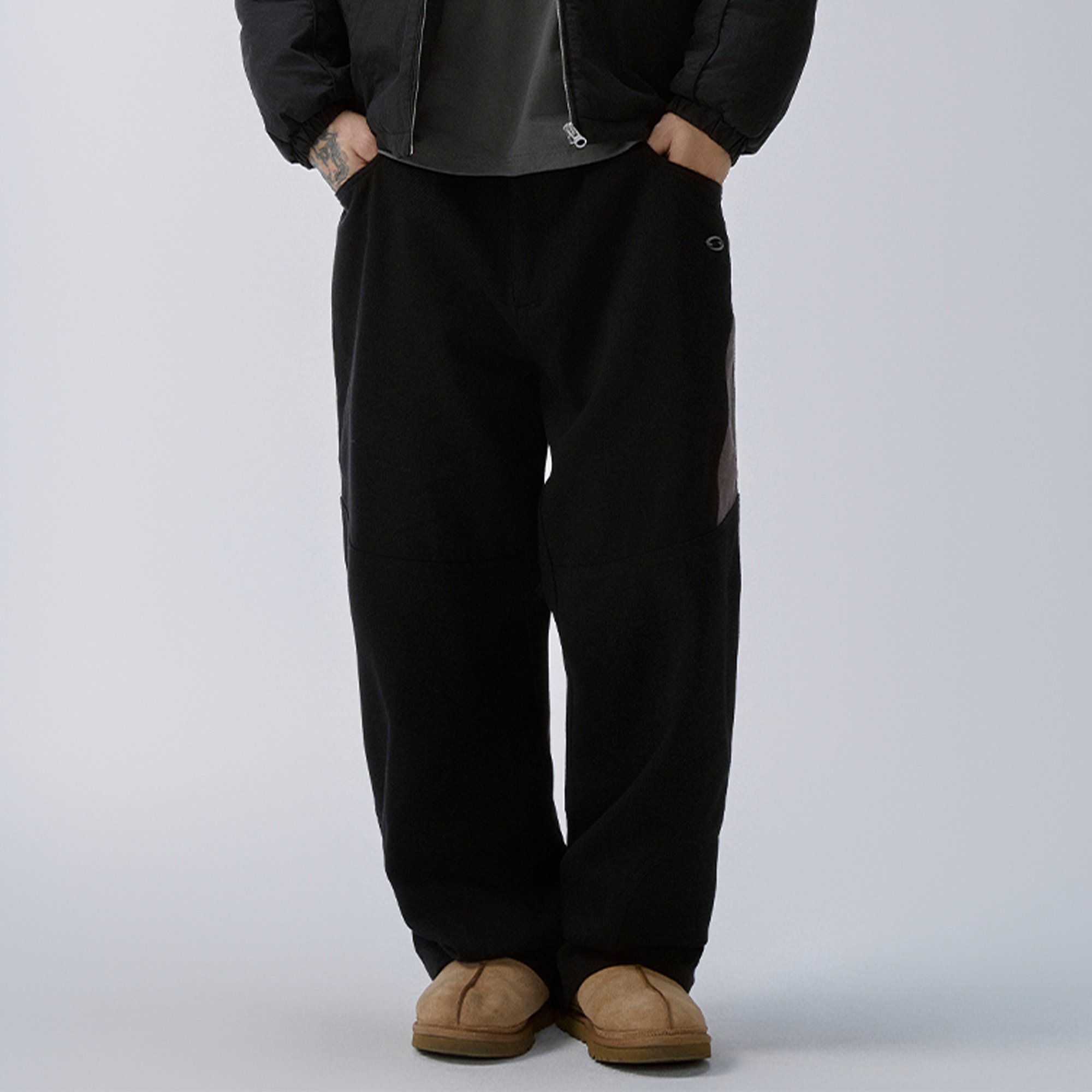 F2CE Paneled Contrast Embroidered LOGO Pants-Pants-S-Free Shipping Leatheretro