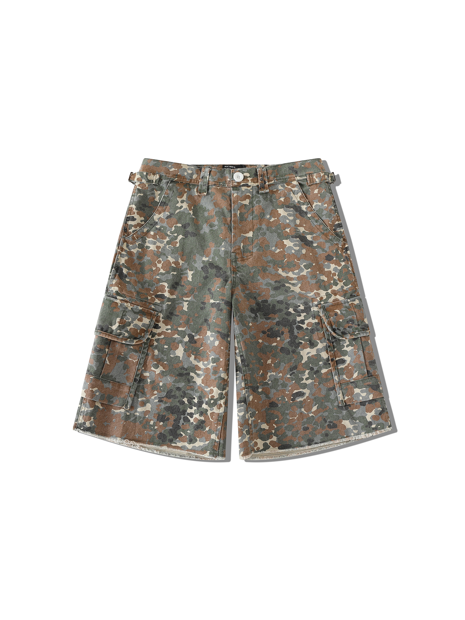 RICHILL Washed Camo Cargo Shorts-Shorts-S / 33"-Free Shipping Leatheretro