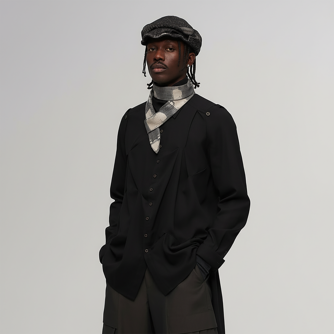 ILNya Nieternite Nifutur Asymmetrical Draped Seamed Shirt-Jacket-S (0)-Free Shipping Leatheretro