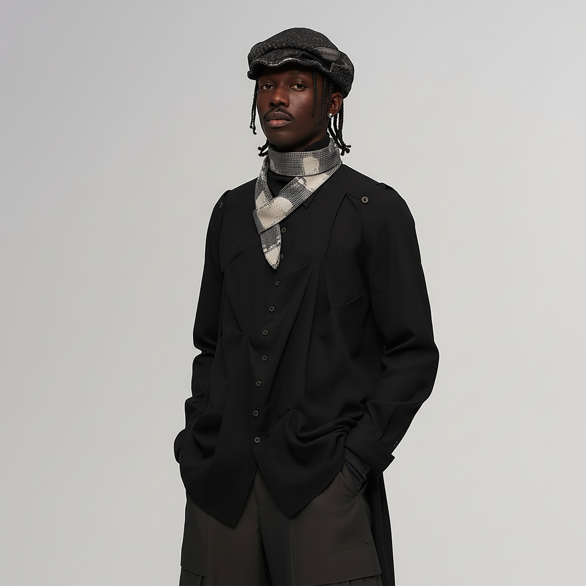 ILNya Nieternite Nifutur Asymmetrical Draped Seamed Shirt-Jacket-S (0)-Free Shipping Leatheretro