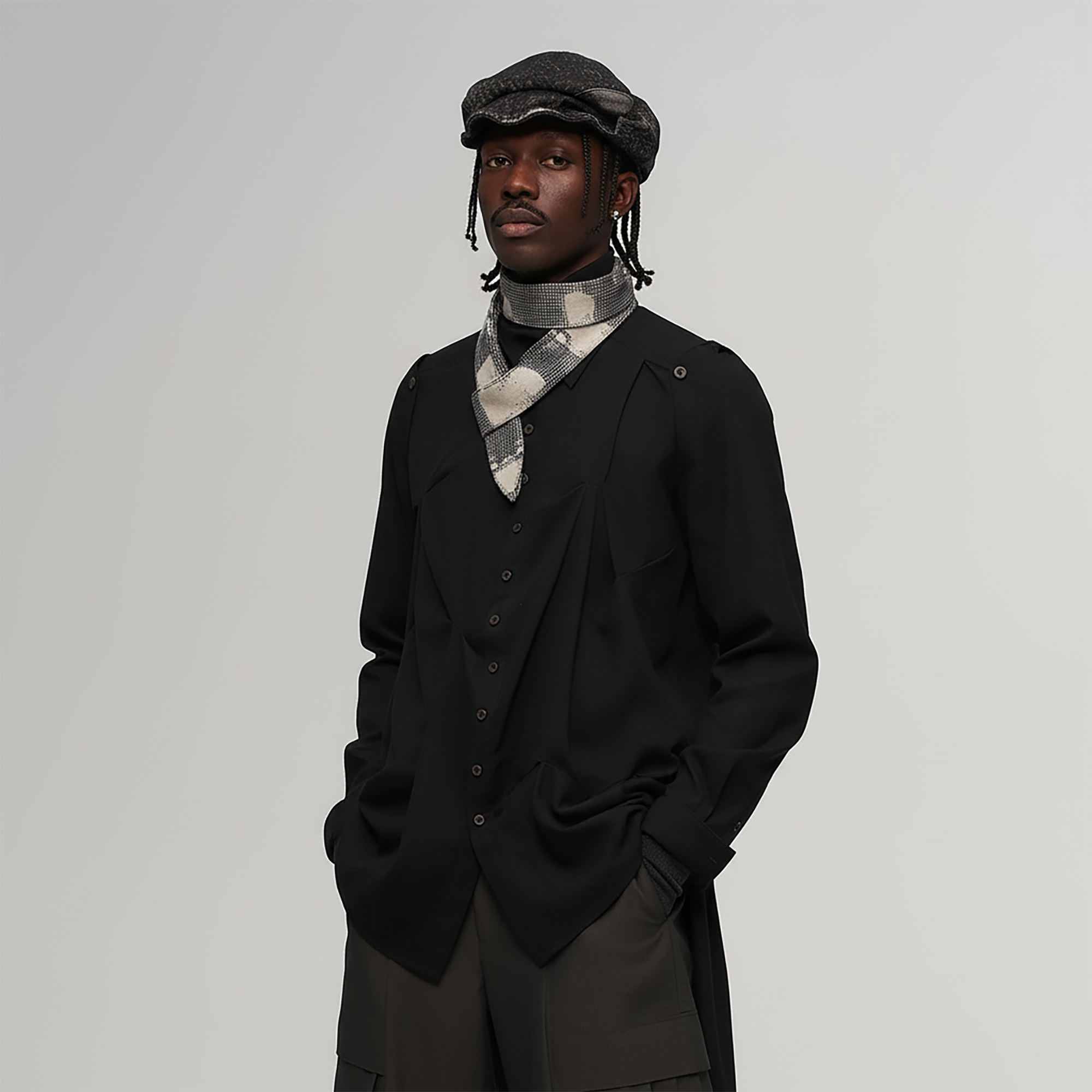 ILNya Nieternite Nifutur Asymmetrical Draped Seamed Shirt-Jacket-S (0)-Free Shipping Leatheretro