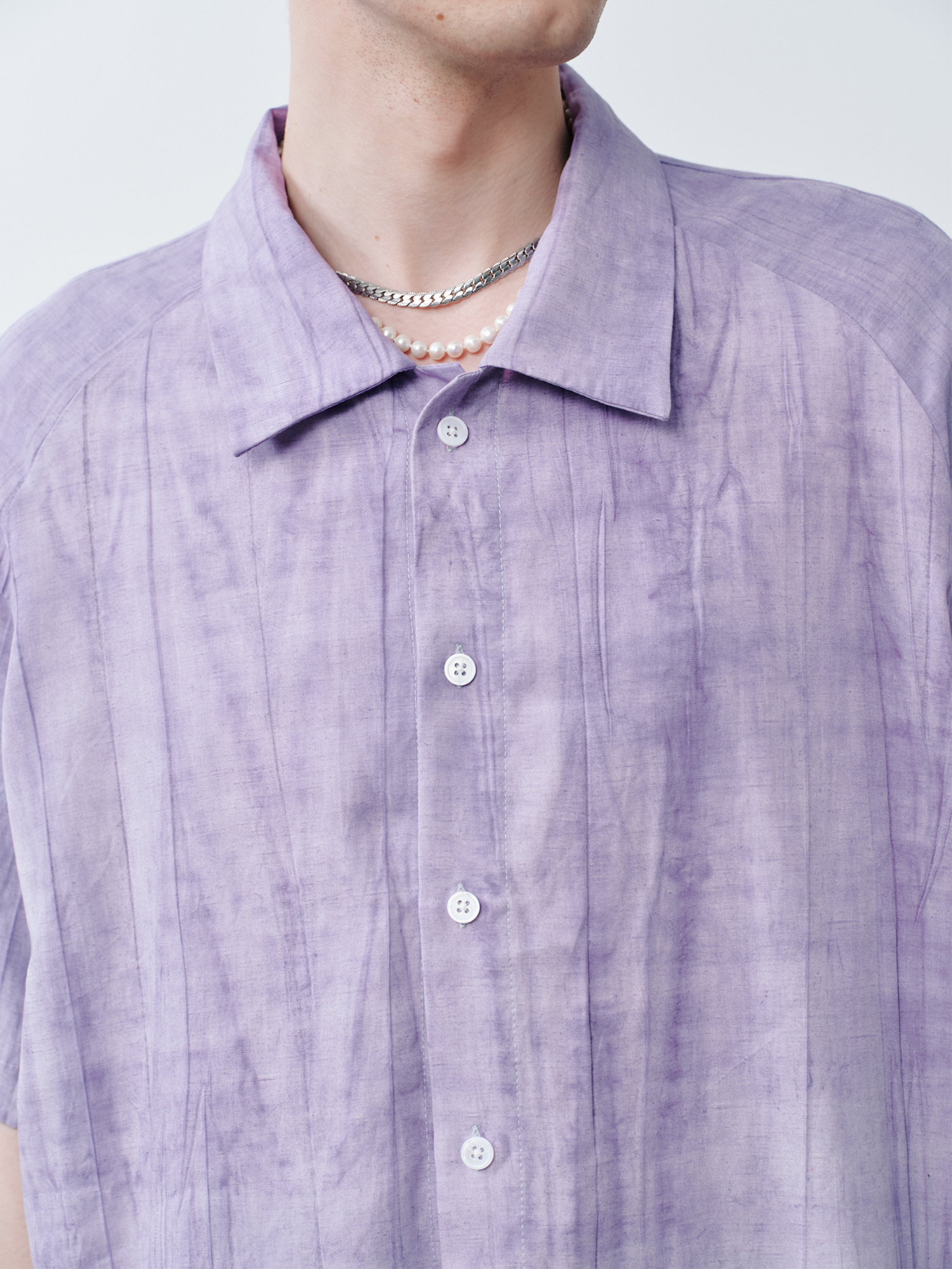 GRAINMUSTARD Crinkled Linen-Cotton Half Shirt-Half shirt-XS-Free Shipping Leatheretro