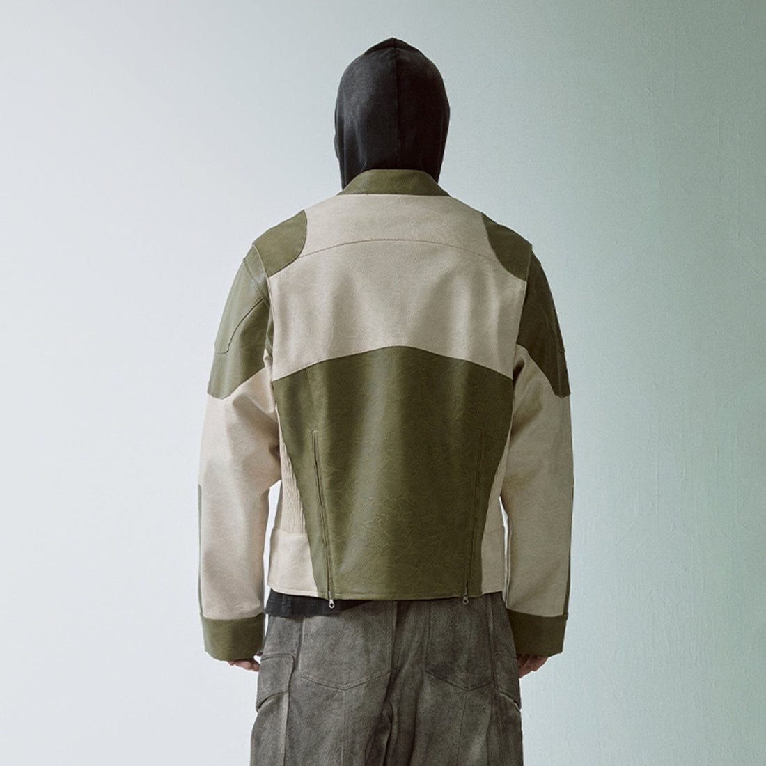 F2CE Modern Deconstructed Faux Leather Biker Jacket-Jacket-S-Free Shipping Leatheretro